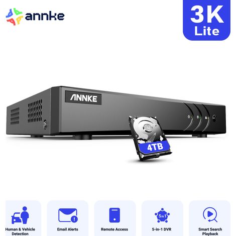 ANNKE 8 Kanal 3K Lite DVR für CVI/CVBS/AHD/TVI, H.265+ DVR E-Mail Benachrichtigung,Fernzugriff,4TB HDD (1/5)