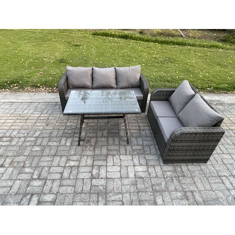 Fimous High Back PE Rattan Sofa Set Outdoor Garden Furniture Dining Table Set Love Sofa 3 Seater Sofa (1/5)