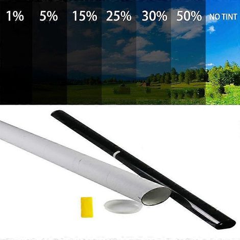 Film teinté noir pour vitres de voiture (300 cm x 50 cm), protection solaire et UV pour l'été, transparent à 50 %. (1/5)