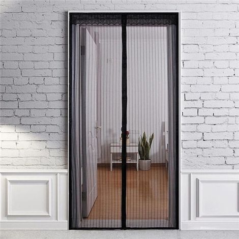 (Noir 100x210cm) Rideau de porte magnétique transparent, rideau de porte à mailles, joint magnétique de haut en bas, fermeture automatique, maintien de l'air frais à l'intérieur Rideaux de porte (1/3)