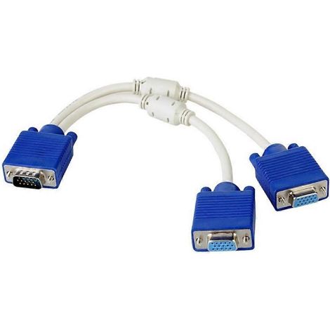 Câble répartiteur VGA portable en Y, 1 adaptateur mâle vers double femelle, 20 cm