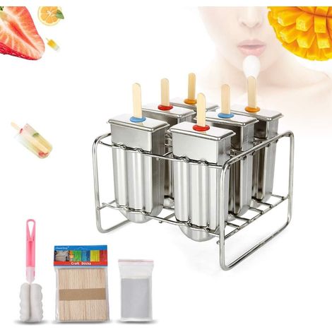 Moule à Glace en Acier Inoxydable, Moule à Glace à Faire Soi MêMe, Moule à Popsicle en Acier Inoxydable Adapté Aux Enfants et Aux Adultes DIY CrèMe GlacéE Maison, Sucettes GlacéEs (1/5)