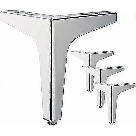 Un ensemble de quatre pieds de meubles en métal argenté, de forme triangulaire et de 15 cm de hauteur, convenant aux armoires, canapés, tables basses, meubles TV et autres meubles. (1/5)