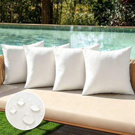 Set di 4 fodere impermeabili per cuscini da esterno，realizzate in finta poliestere e lino，federe decorative per giardino，blu royal，3050 cm (1/5)
