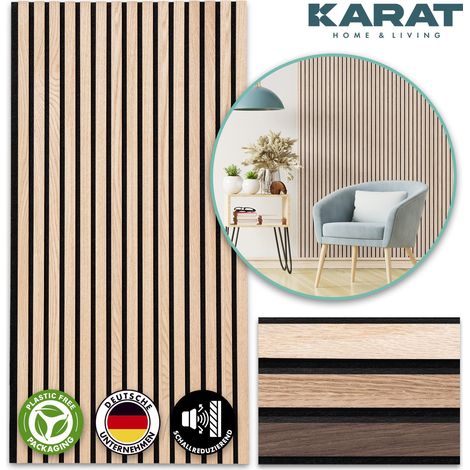 Floordirekt – Panneau acoustique décoratif mural en bois véritable – 118 x 60 cm – Absorption optimale du bruit – Finition White Oak