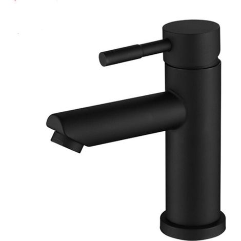 Grifo de lavabo, robusto grifo mezclador de latón, aireador extraíble, grifo para inodoro de invitados, cartucho cerámico, negro (1/5)