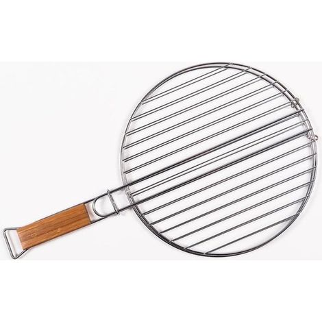 Centrale Brico – Grille double en acier chromé 30.5cm – Manche en bois – Pour barbecue électrique – Résistance à la chaleur élevée