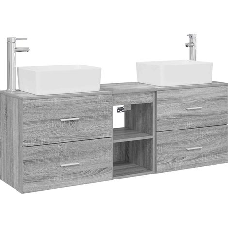 Bathroom Cabinet Set 3 pcs Grey Sonoma 53 x 34.5 x 63 cm vidaXL (1/5)