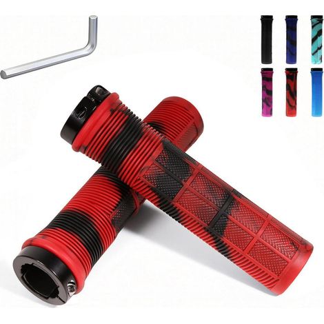 Fahrradgriffe 22mm Universal Ergonomisch Rutschfest Gummi mit Lock-On Schwarz-Rot (1/5)