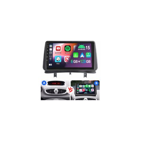 Autoradio Android 8 cœurs 6+128Go pour Renault Clio 3 (2005-2014) CarPlay 4G LTE GPS Wi-Fi 6+128G (1/5)