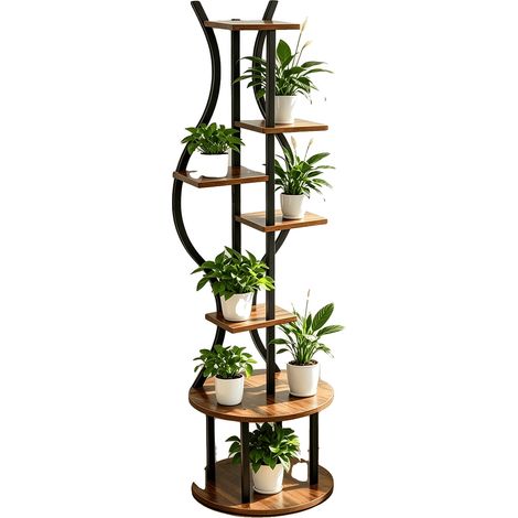 Soporte para plantas, altura 145 cm, 7 niveles, construcción metálica, montaje sencillo, hasta 10 kg por nivel. (1/5)