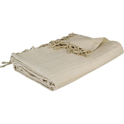 Copriletto vintage beige in cotone, 160x220 cm.