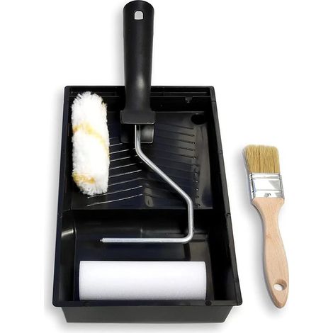 TECNO PRODIST Kit Esmalte de Tecno Prodist – 2 Rodillos 11CM de Pintura Antigoteo para Esmaltar, con Cubeta y Pincel – Lacar Metal o Madera