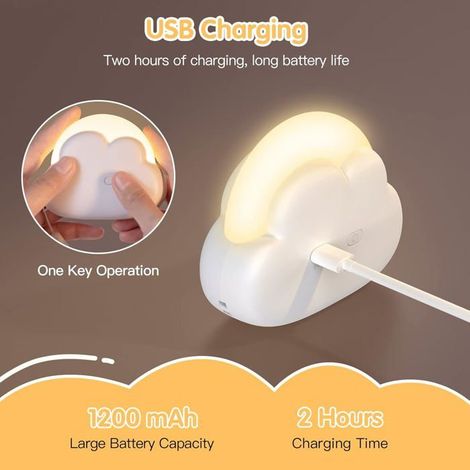 Veilleuse, luminosité réglable sur 4 niveaux, livrée avec une lanière en silicone, veilleuse LED rechargeable (blanche)