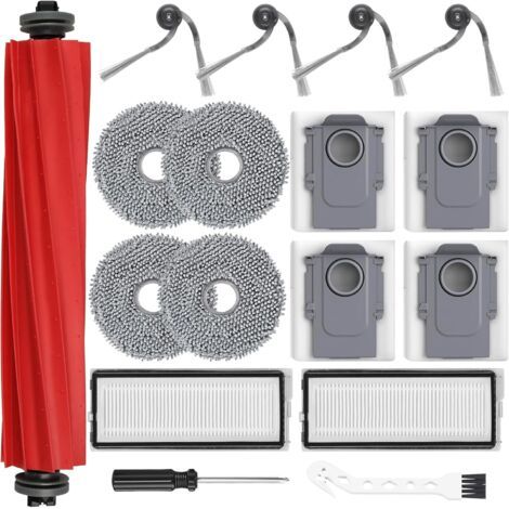 Union – Lot de 17 accessoires pour robot aspirateur Roborock QV 35A/QV 35S – Brosse principale spirale – 4 sacs à poussière scellés – 2 filtres HEPA – 4 tampons absorbants