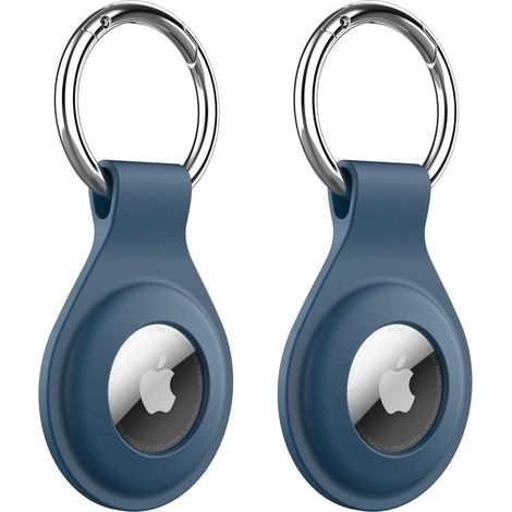 Silicone Housing for airtag 2021 with Porte-Clés, Case Cover of Air Tag Portable Protection, Installation Easy, Set of 2 (Blue profond) (1/5)