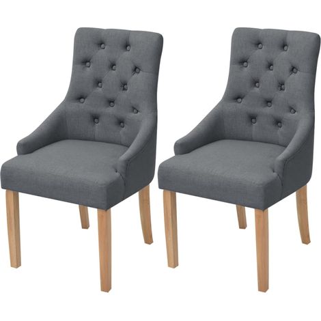 Lot de 2 Chaises Chaises de salle à manger Chaise de cuisine Gris foncé Tissu 13522 (1/5)