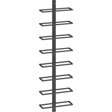 Portabottiglie da Parete 27x10x93,5 cm per 8 Bottiglie di Vino in Acciaio Nero (1/5)