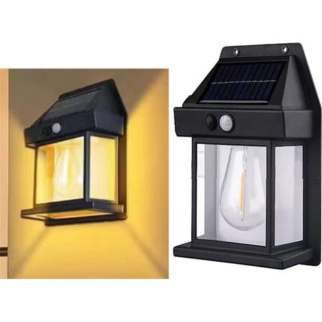 Applique solare da esterno, lampada a filamento di tungsteno impermeabile, luce con sensore, applique da giardino per casa, luce notturna per villa. (1/3)