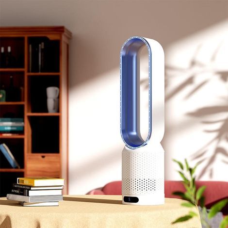 Ventilator – Turmventilator – Luftkühler – Kein Abluftschlauch erforderlich – 8 Geschwindigkeitsstufen – Mit Fernbedienung – Mit Timer – Weiß – Blau (1/5)