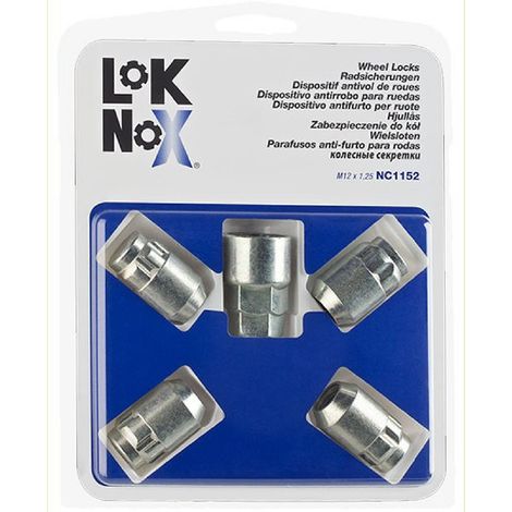 4 ECROUS ANTIVOL LOKNOX M12X1.25/ 60°/ LONG. 32.5MM/ Ø19/21MM