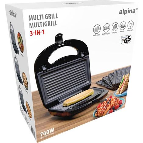 alpina appareil à sandwichs Argent H8.6xl23.9xL23.7cm