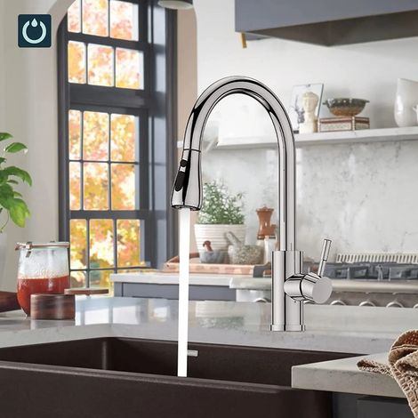 FLITI Kitchen Faucet, 360° Mixer Tap with Pull-Out Spray Head, Black Stainless Steel (1/5)