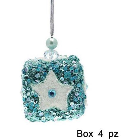 4 pacchetti regalo per albero di natale - colore blu - addobbi natalizi decorazioni