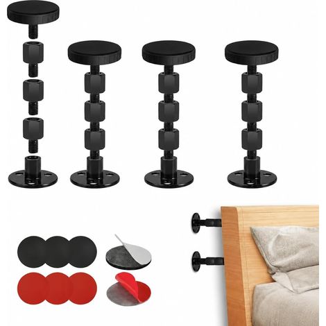 Adjustable Furniture Brackets - Set of 4 Anti-Vibration Stabilizer Feet for Bed, Desk, Table and Furniture - Adaptability (84-110mm) (1/5)
