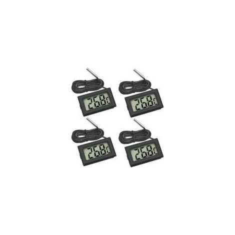 Lot de 4 thermomètres numériques LCD, moniteur de température avec sonde externe, pour réfrigérateur, congélateur, aquarium, noir Crezuo (1/4)