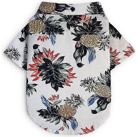 Ropa estampada de verano para mascotas, camisa de playa floral, chaquetas, abrigo para perros, disfraz para cachorros, ropa de primavera para gatos, conjuntos para mascotas, piña blanca (1/5)