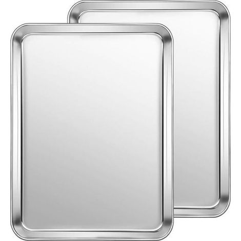 Lot de 2 plaques de cuisson en acier inoxydable de 31,5 x 24,5 x 2,5 cm, saines et faciles à nettoyer (1/5)