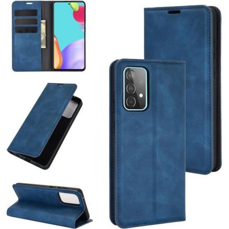 Etui Housse Samsung Galaxy A52 5G Bleu en PU Cuir avec protection antichoc Support fonction Pochette téléphone (1/3)