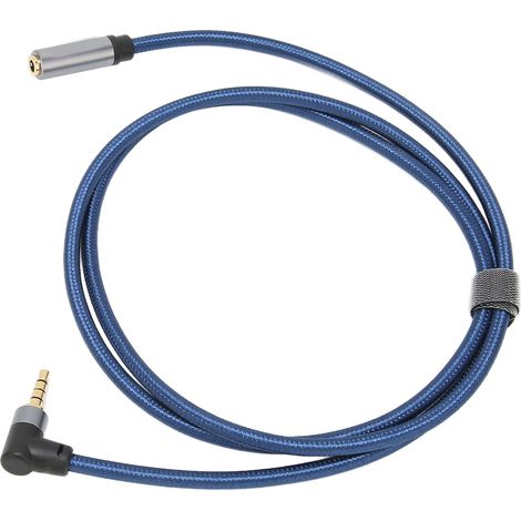 Câble audio 3.5mm femelle à mâle 4 conducteurs, cordon d'extension à angle droit 1 mètre (1/5)