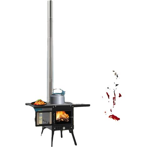Réchaud de camping en bois, hauteur réglable 36-56 cm, taille pliée 31,52221 cm, adapté pour bois de chauffage et charbon, poids net 8 kg, poids brut 10,9 kg (1/5)
