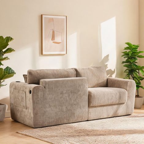 Sofa relax en tissu chenille pour petit espace avec rangements (1/5)
