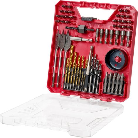 Coffret 70 forets et embouts pour percer et visser bois métal ciment avec rangement inclus, outil essentiel pour bricolage. (1/5)