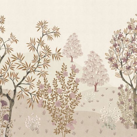 papier peint panoramique nature beige et rose  - Komar