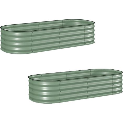 2er-Set hochbeet Pflanzenbeet, modulares Hochbett, geschützte Kanten, Design ohne Boden,  150 x 62 x 30 cm, Grün