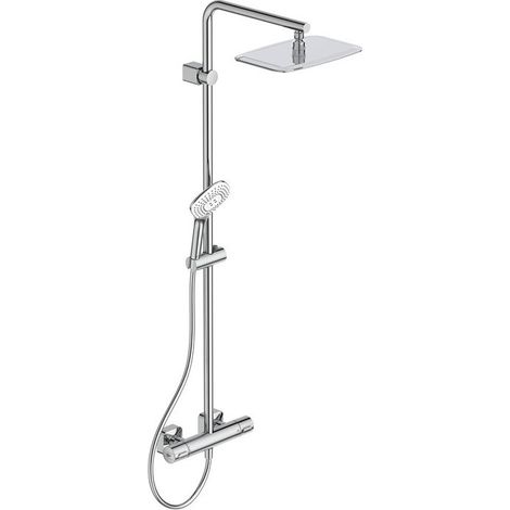 Système de douche IDS IDEALRAIN CUBE Evo m CeraTherm 100 douche pivotante, chrome