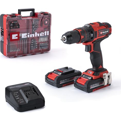 Einhell Perceuse Visseuse à percussion sans fil TE-CD 18/40 Li-i +64 (2x2,0 Ah) PXC (Li-Ion, 18V, Couple 40 Nm) Livré avec 2 Batteries 2,0Ah, Chargeur et 64 Accessoires (1/4)
