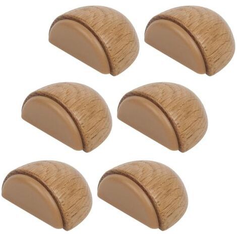 Lot de 6 Butée de Portes - Arrêt de Porte Adhesive en Bois pour Sol et Parquet – Stop Porte Adhésif - Butoir de Porte (Chêne Naturel) (1/5)