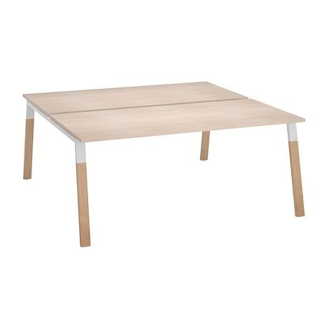 Pôle de 2 bureaux droits L 180 x P 80 cm, piétement bois métal chêne clair - Arch - Maxiburo (1/2)