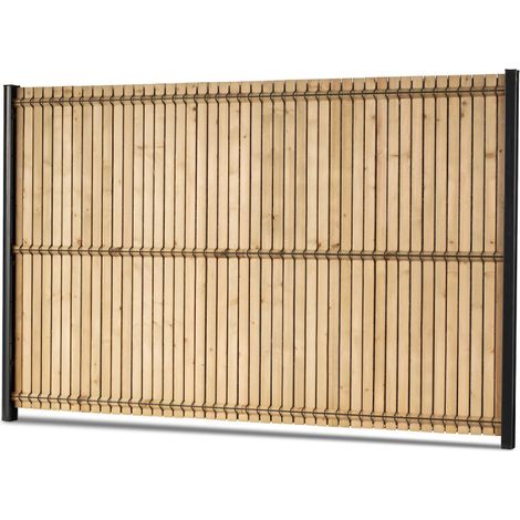 Easycloture – Kit occultation lamelles bois pin 8mm pour panneau rigide maille 55 – Traitement Autoclave classe 3 – 43 lattes intermédiaires