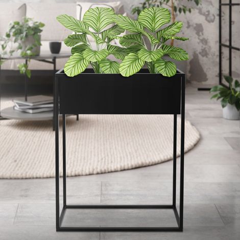 ML-Design Supporto per Piante Fiori Portavasi 60 x 25 x 78 cm in Metallo Nero Robusto Resistente alle Intemperie Piedistallo Decorativo Design Moderno Fioriera da Terra Rialzata per Interni (1/5)