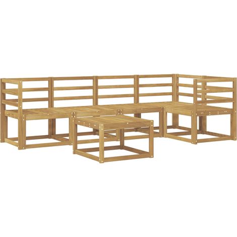 Outdoor Sofa Set 6 pcs White Solid Acacia Wood vidaXL (1/5)