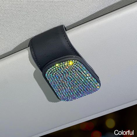 Portière de voiture, lunettes de soleil ornées de strass et de cristaux, avec clip, cartes et tickets, boucle, accessoires automobiles 05165