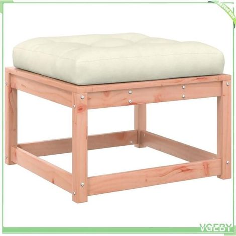 Repose-pied de jardin - FAFEICY - 844702 - Bois de douglas massif - Modulaire à lattes - Coussin blanc crème (1/5)