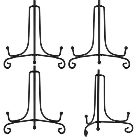 (4 pièces) Support d'assiette en métal noir/support d'assiette/présentoir de chevalet en fer/pour plats/assiettes/cadre photo d'art - 10-2 cm (1/5)