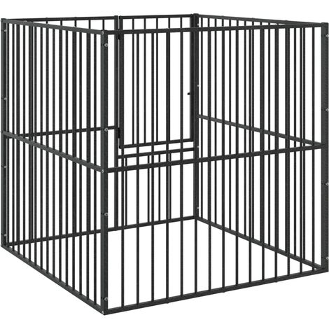 Maison Exclusive - Box per Cani 4 Pannelli Nero Acciaio Zincato